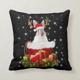 Coussin Joyeux cadeau de lapin de Noël pour lapin amant