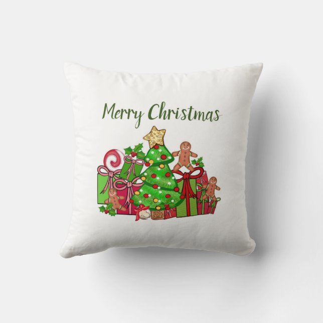 Coussin Joyeux Cadeaux De Noël Autour De L'Arbre (Verso)