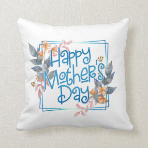 Coussin Joyeux cadre floral de la fête des mères  Lancer