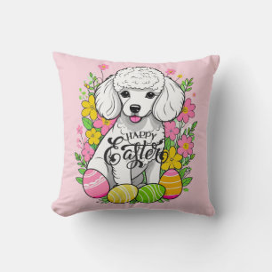 Coussin Joyeux caniche de Pâques