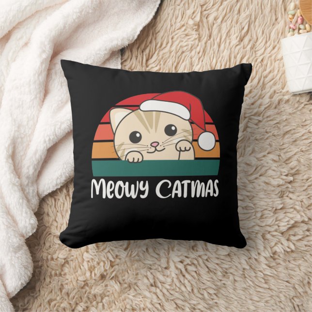 Coussin Joyeux Catmas Drôle Chat Jeu de Noël Jeu d'oreille (Couverture)