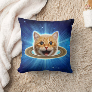 Coussin Joyeux chat dans l'espace.