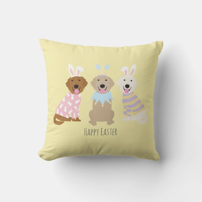 Coussin Joyeux Chiens de Pâques (Recto)