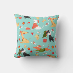 Coussin Joyeux Chiens Motif de Noël
