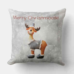 Coussin Joyeux Christmoose portant un chapeau