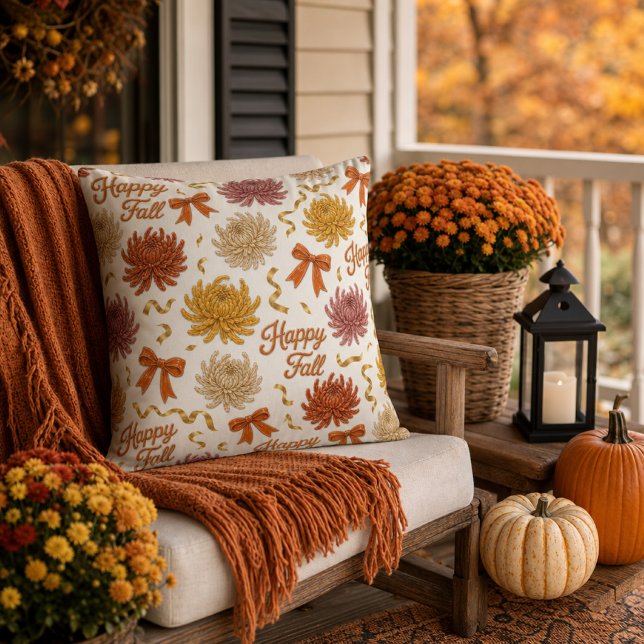 Coussin Joyeux Chrysanthème d'Automne Fleurs d'Automne Mum (Créateur téléchargé)