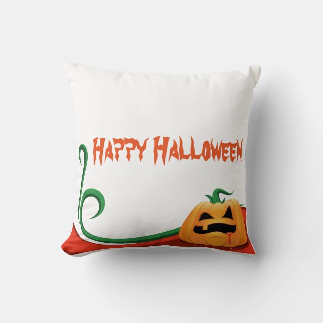 Coussin Joyeux Citrouille Halloween White (Recto)