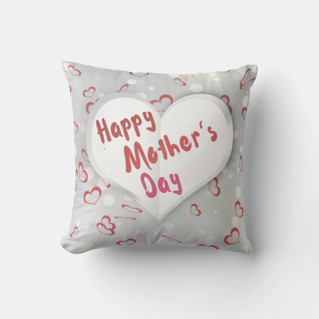 Coussin Joyeux coeur de papier 3D de la Fête des Mères (Recto)
