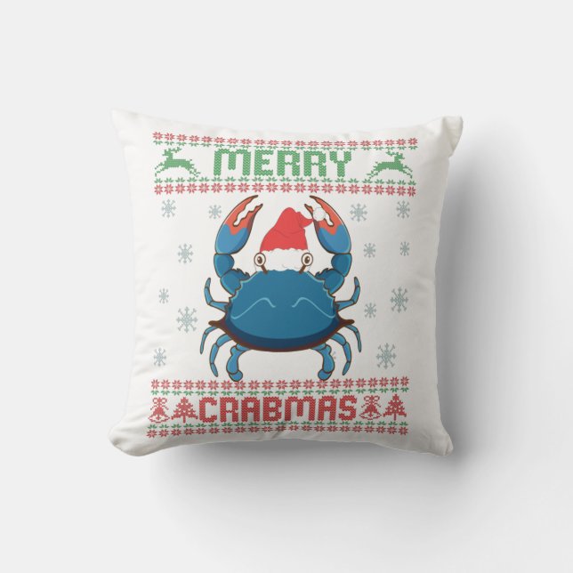Coussin Joyeux crabes Funny Crabe laide de Noël (Recto)