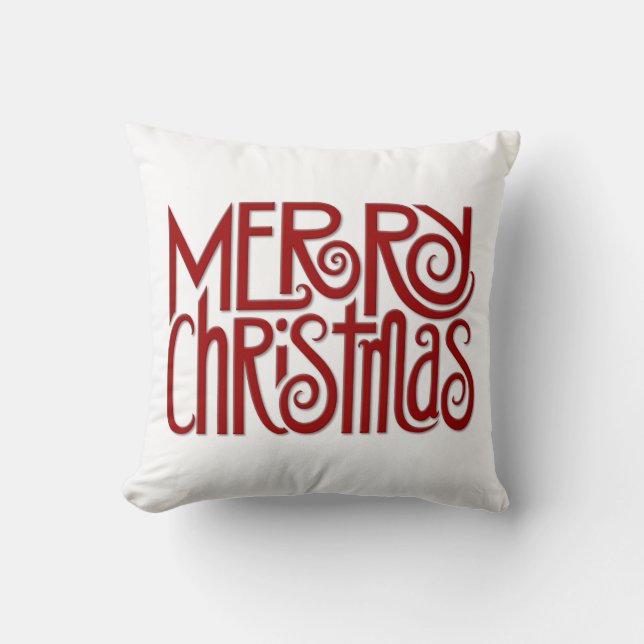 Coussin Joyeux crosse rouge de Noël (Recto)