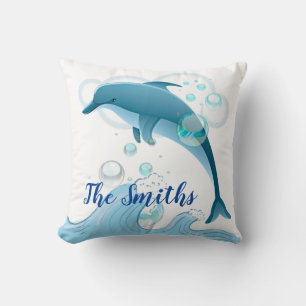 Coussin Joyeux dauphin de saut avec des bulles