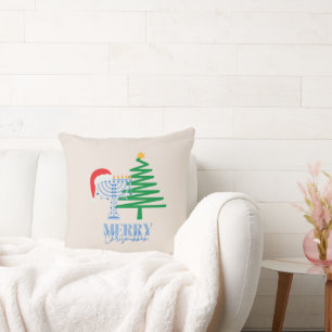 Coussin Joyeux Décor de vacances Chrismukkah Jeu d'oreille