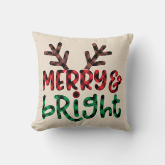 Coussin Joyeux et brillant Buffle Plaid Christmas Thon