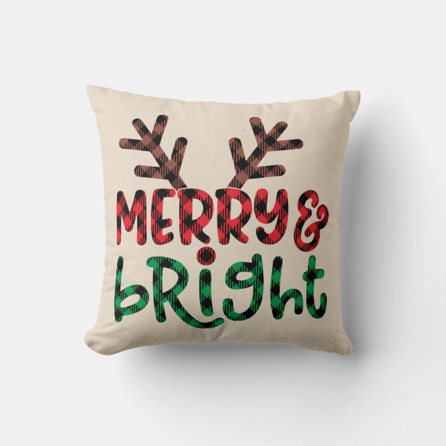 Coussin Joyeux et brillant Buffle Plaid Christmas Thon (Recto)