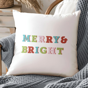 Coussin Joyeux et brillant Festif Noël coloré