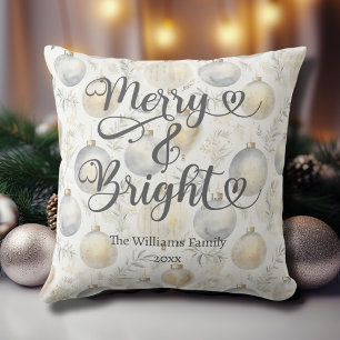 Coussin Joyeux et brillant Gold personnalisé Silver Noël
