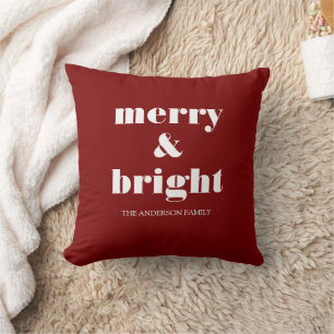 Coussin Joyeux et brillant Noël personnalisé Holiday Red