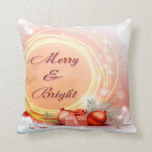 Coussin Joyeux et lumineux Noël de fête jaune rouge