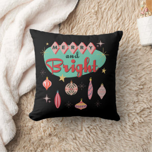 Coussin Joyeux et lumineux Noël moderne du milieu du siècl