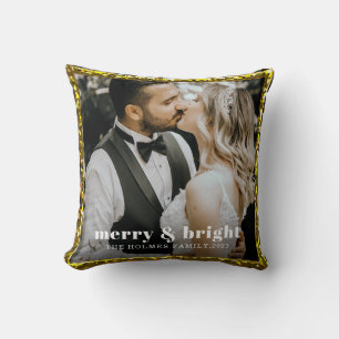 Coussin joyeux et lumineux photo de couple de noël moderne