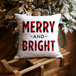 Coussin Joyeux et Lumineux Plaid Rouge Noël