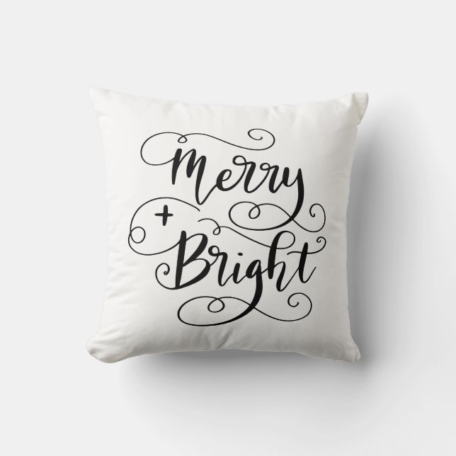 Coussin Joyeux Et Lumineux Script De Noël (Recto)