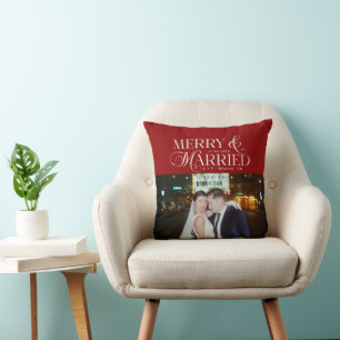 Coussin Joyeux et Mariés Nouveaux Mariés Photo Premier Noë