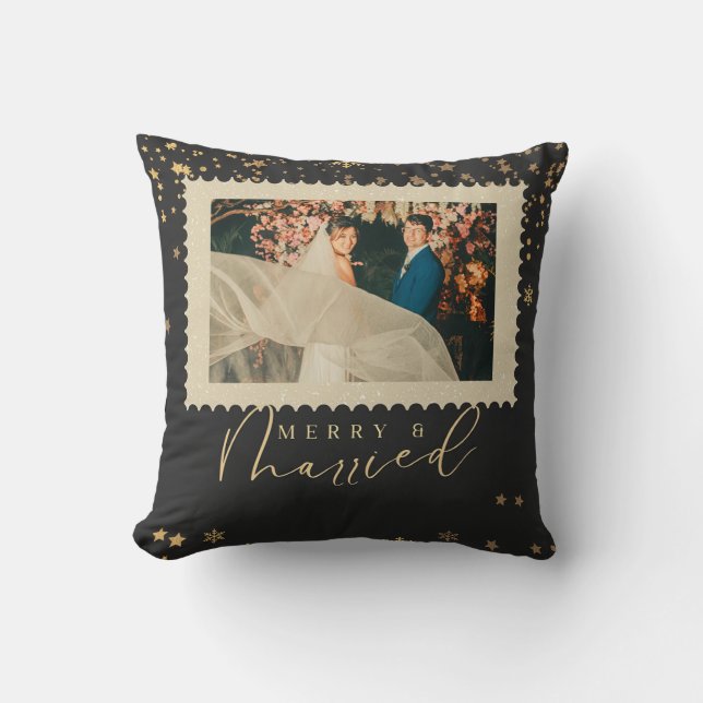 Coussin Joyeux et mariés premier Noël (Recto)