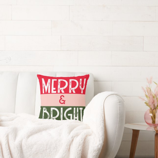 Coussin Joyeux et rose vif Noël Retro (Canapé)