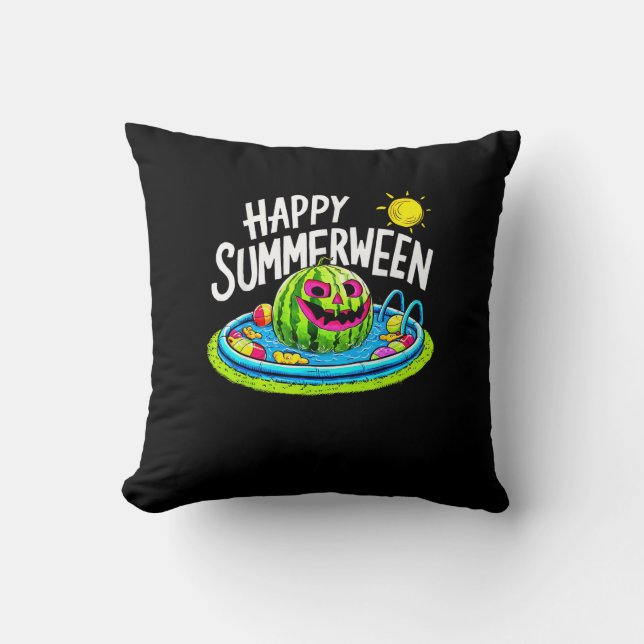 Coussin Joyeux été pastèque Jack-O-Lantern (Recto)