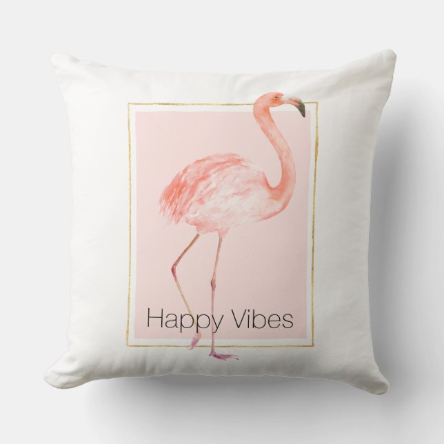 Coussin Joyeux Flamant rose rose (Recto)