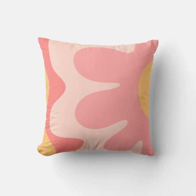 Coussin Joyeux Fleur Retro 60s Blush rose et Jaune (Recto)