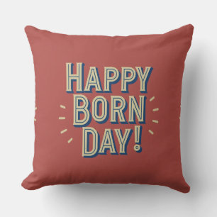 Coussin Joyeux gâteau du jour de naissance