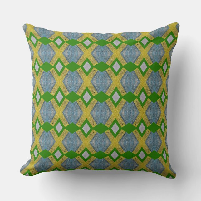 Coussin Joyeux gens de couleurs or et vert (Recto)