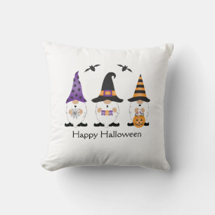 Coussin Joyeux Gnomes d'Halloween violet orange