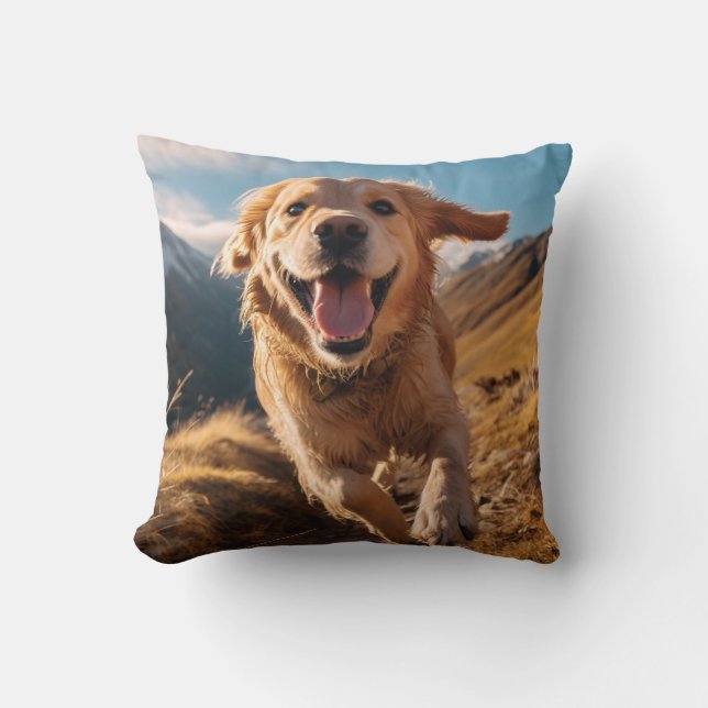 Coussin Joyeux Golden Retriever en cours (Recto)