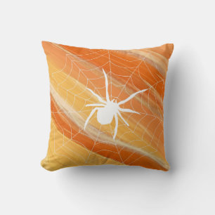 Coussin Joyeux Halloween Black & Orange Spider Web