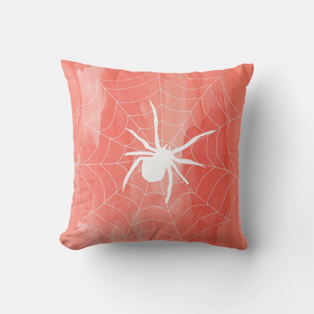 Coussin Joyeux Halloween Black & Orange Spider Web (Recto)