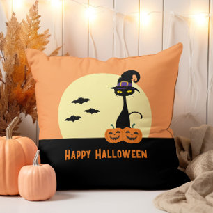 Coussin Joyeux Halloween Chat Noir