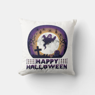Coussin Joyeux Halloween Chauves-souris fantômes araignées