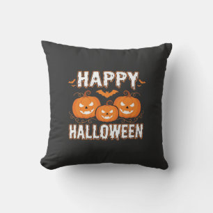 Coussin Joyeux Halloween Citrouille Chauve-Souris Vecteur