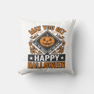 Coussin Joyeux Halloween Citrouille Traitements Vintage