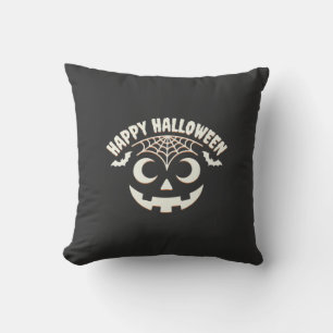 Coussin Joyeux Halloween Citrouille Visage Design_1