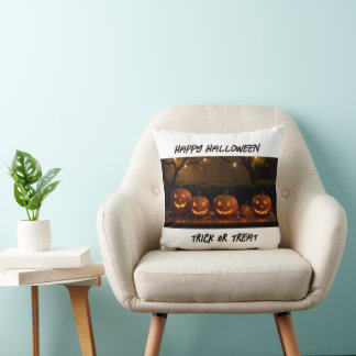 Coussin Joyeux Halloween, de mignons Citrouilles sculptés