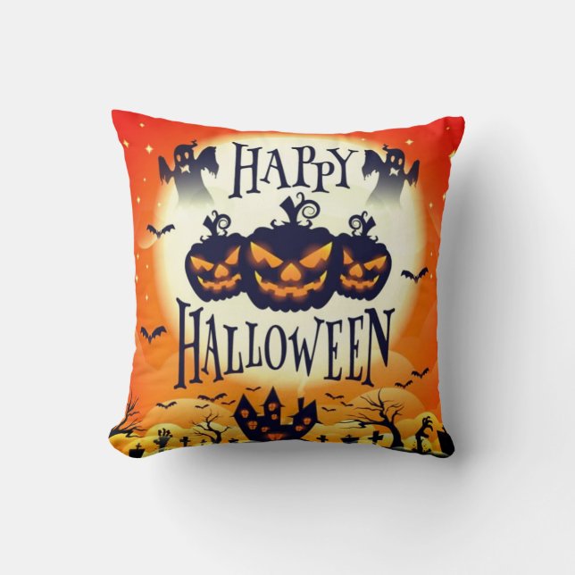 Coussin Joyeux Halloween ensorcelé (Recto)