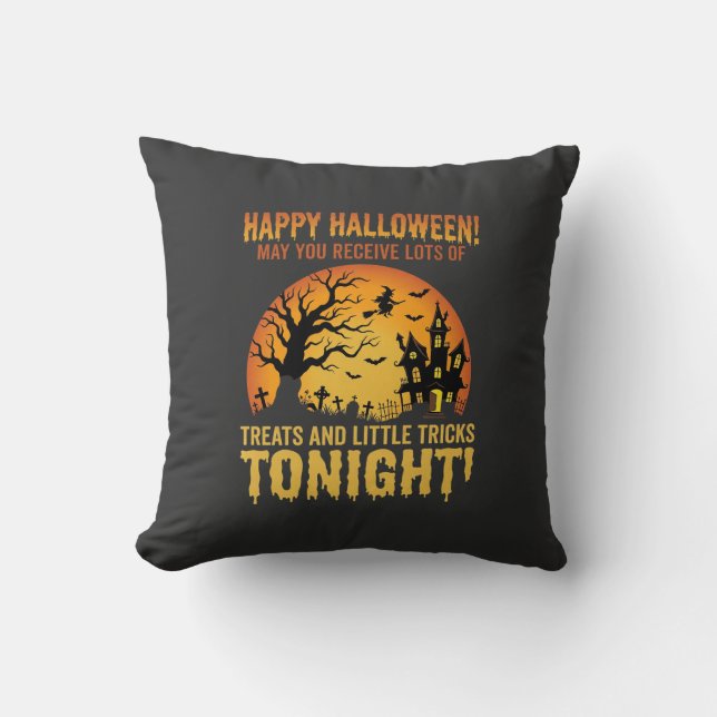 Coussin Joyeux Halloween Maison Hantée Trick or Treat (Recto)