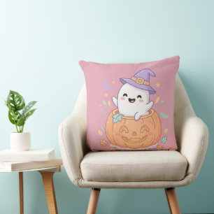 Coussin Joyeux Halloween mignon fantôme de citrouille orei