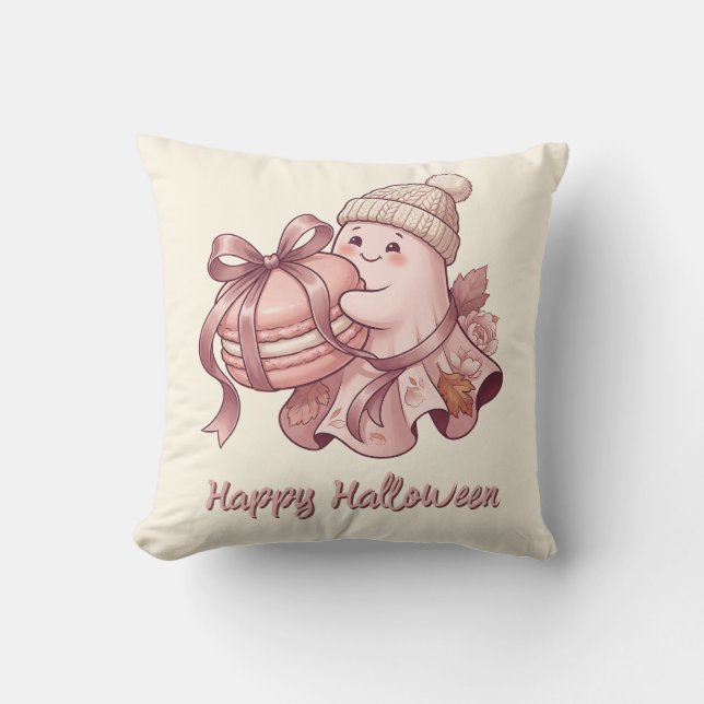 Coussin Joyeux Halloween Mignon Récolte d'Automne Fantôme& (Recto)