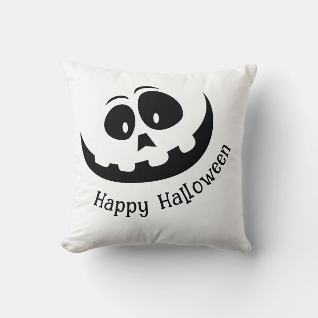 Coussin Joyeux Halloween noir et blanc effrayant (Recto)