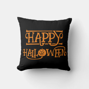 Coussin Joyeux Halloween noir orange